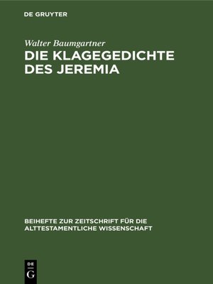 cover image of Die Klagegedichte des Jeremia
